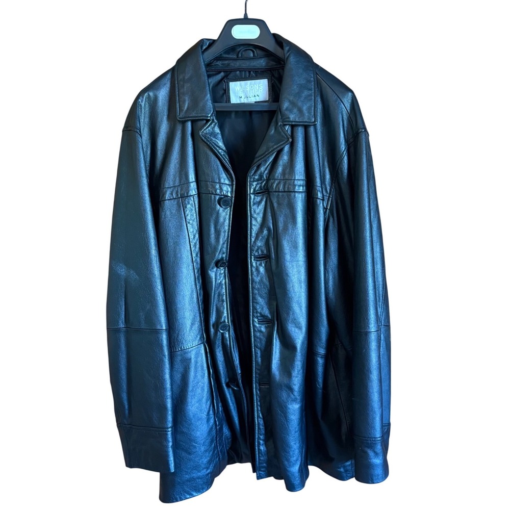 Vintage Wilsons Leather‎ Car Coat Mens 2X Black Thinsulate M Julian Jacket EUC